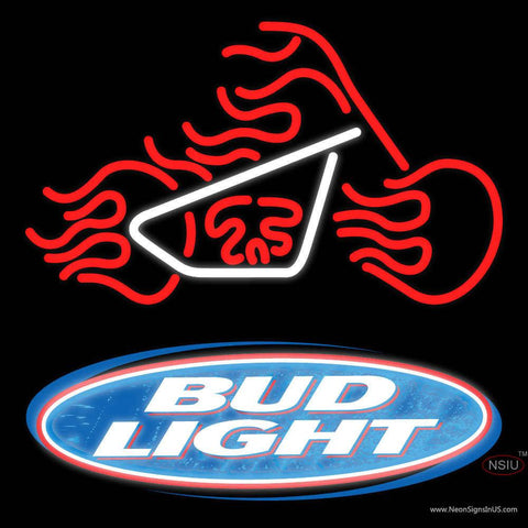 Custom Bud Light With Motorcycle Real Neon Glass Tube Neon Sign 