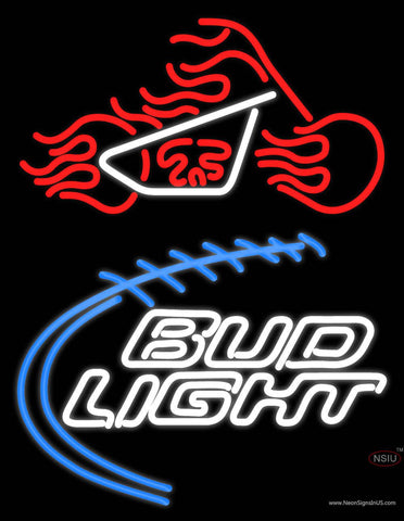 Custom Bud Light With Motorcycle Real Neon Glass Tube Neon Sign 