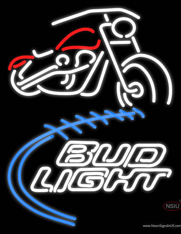 Custom Bud Light  With Motorcycle Real Neon Glass Tube Neon Sign 7 