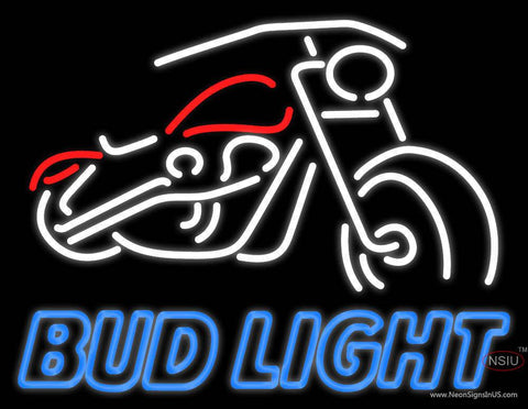 Custom Bud Light With Motorcycle Real Neon Glass Tube Neon Sign 