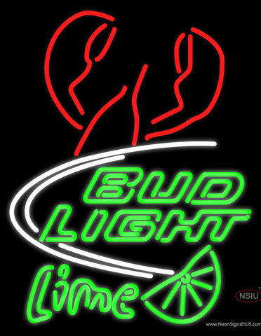 Bud Lime Bar With Lobster Real Neon Glass Tube Neon Sign