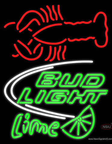 Bud Lime Bar With Red Lobster Real Neon Glass Tube Neon Sign 