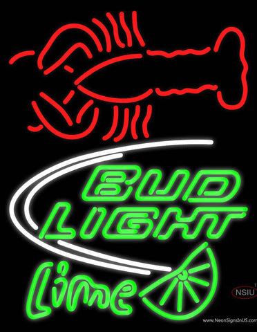 Bud Lime Bar With Red Lobster Real Neon Glass Tube Neon Sign