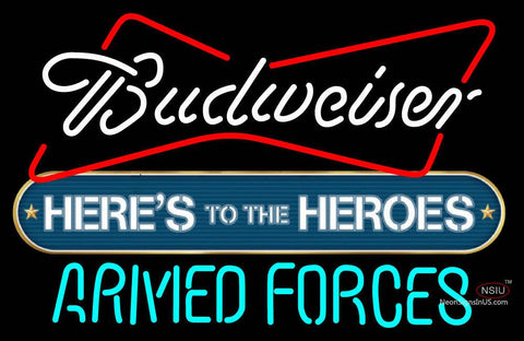 Custom Budweiser Heres To The Heroes Armed Forces Neon Sign  