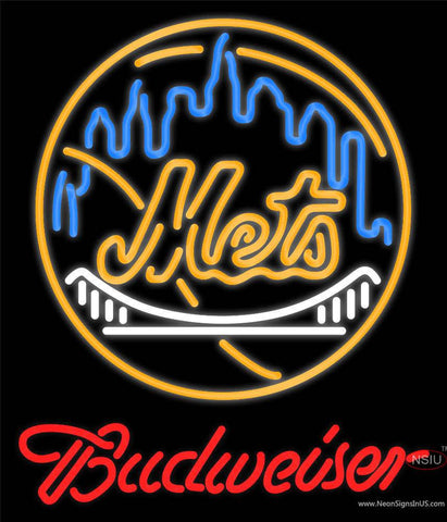 Custom Budweiser New York Mets MLB Real Neon Glass Tube Neon Sign 