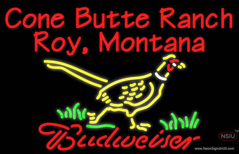 Custom Budweiser Pheasant Cone Butte Ranch Roy Montana Real Neon Glass Tube Neon Sign 
