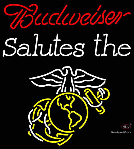 Custom Budweiser Salutes The United States Marine Corp Neon Sign  
