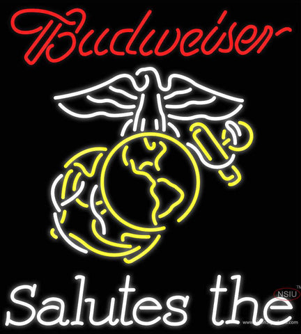 Custom Budweiser Salutes The United States Marine Corp Real Neon Glass Tube Neon Sign 