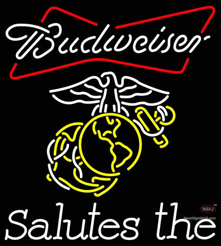 Custom Budweiser Salutes The United States Marine Corp Neon Sign  