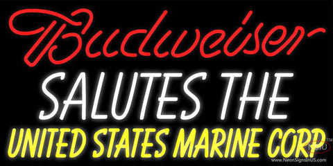 Custom Budweiser Salutes The United States Marine Corp Real Neon Glass Tube Neon Sign 