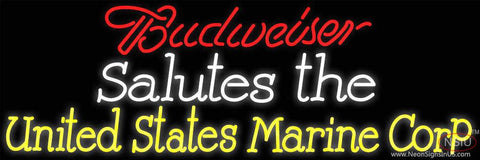 Custom Budweiser Salutes The United States Marine Corp Real Neon Glass Tube Neon Sign 