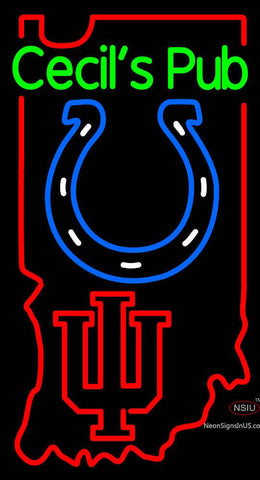 Custom Cecils Pub With Colts And Indiana Hoosiers Neon Sign  