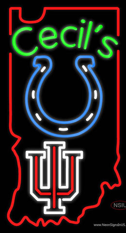 Custom Cecils Pub With Colts And Indiana Hoosiers Real Neon Glass Tube Neon Sign 