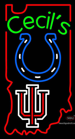 Custom Cecils Pub With Colts And Indiana Hoosiers Neon Sign  