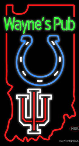 Custom Cecils-pub-with Coltsr And Indiana Hoosiers Real Neon Glass Tube Neon Sign 
