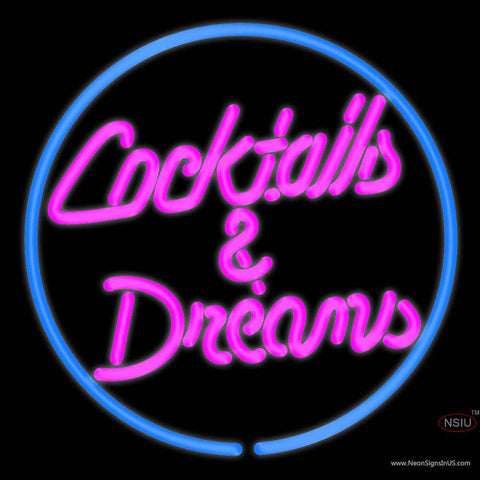 Custom Cocktails Dreams With Border Real Neon Glass Tube Neon Sign 