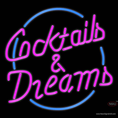 Custom Cocktails Dreams With Border Real Neon Glass Tube Neon Sign 