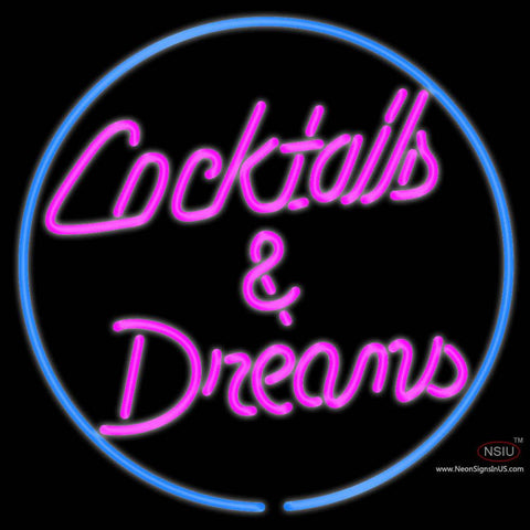 Custom Cocktails Dreams With Border Real Neon Glass Tube Neon Sign 