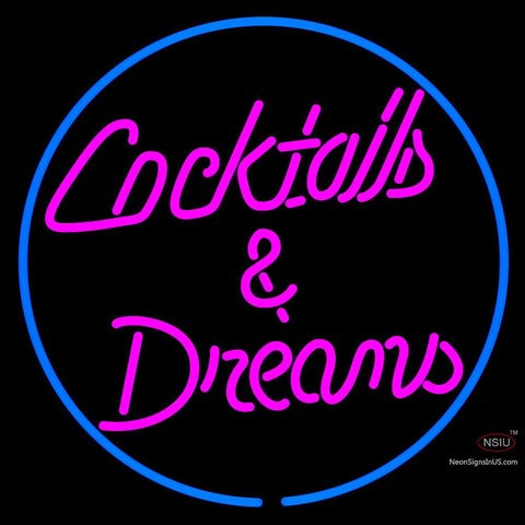 Custom Cocktails Dreams With Border Neon Sign  