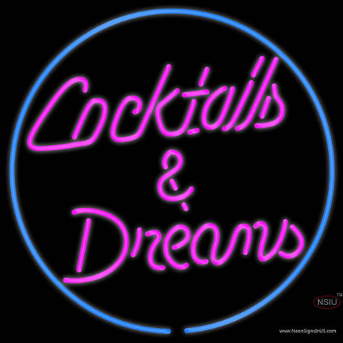 Custom Cocktails Dreams With Border Real Neon Glass Tube Neon Sign 