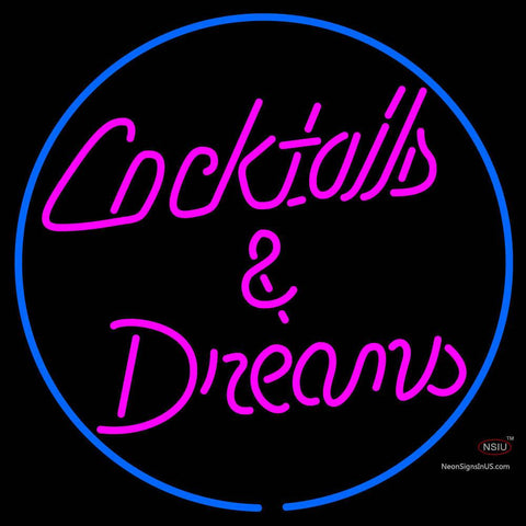 Custom Cocktails Dreams With Border Neon Sign  