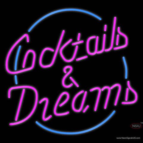 Custom Cocktails Dreams With Border Real Neon Glass Tube Neon Sign