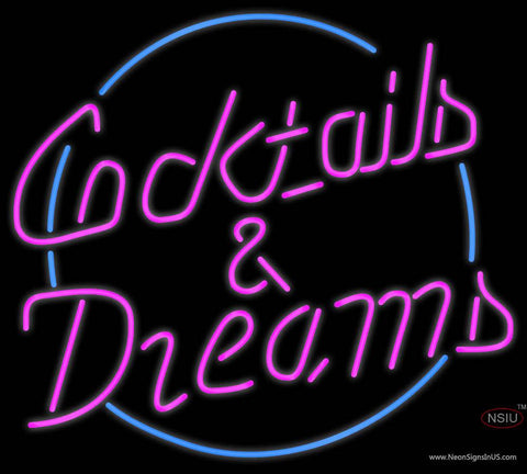 Custom Cocktails Dreams With Border Real Neon Glass Tube Neon Sign