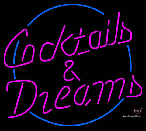 Custom Cocktails Dreams With Border Neon Sign 