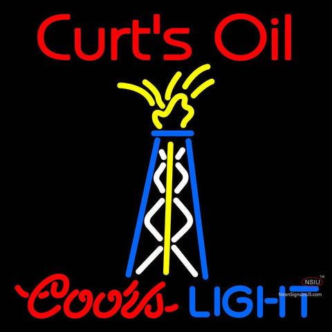 Custom Coors Light Oil Well With Curts Oil Neon Sign  
