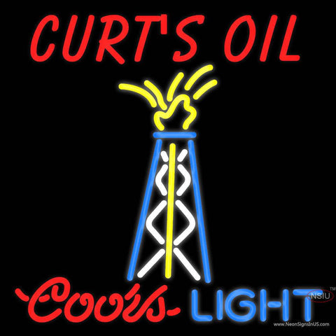 Custom Coors Light Oil Well With Curts Oil Real Neon Glass Tube Neon Sign 