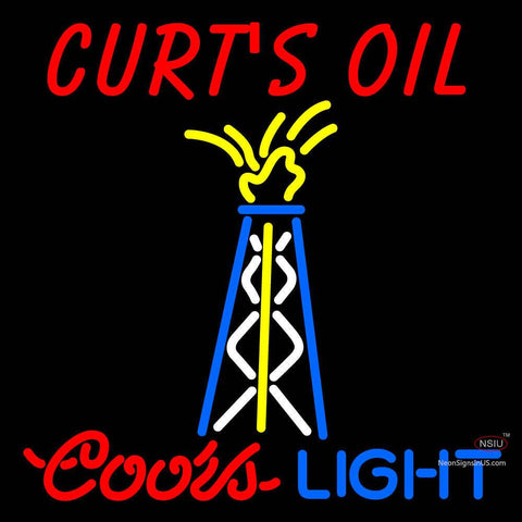 Custom Coors Light Oil Well With Curts Oil Neon Sign  
