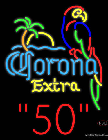 Corona Extra Parrot With Palm  Neon Beer Sign