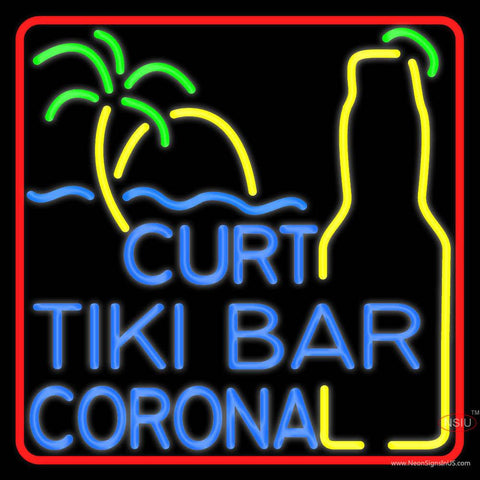Custom Curt Tiki Bar Corona Logo Real Neon Glass Tube Neon Sign 
