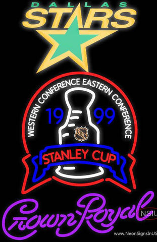 Custom Dallas Stars Stanley Cup Crown Royal Real Neon Glass Tube Neon Sign