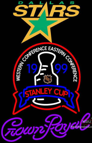Custom Dallas Stars Stanley Cup Crown Royal Neon Sign 