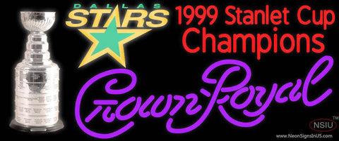 Custom Dallas Stars Stanley Cup Crown Royal Real Neon Glass Tube Neon Sign