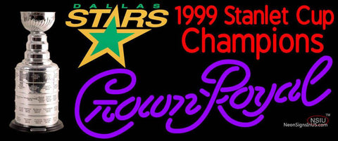 Custom Dallas Stars Stanley Cup Crown Royal Neon Sign 