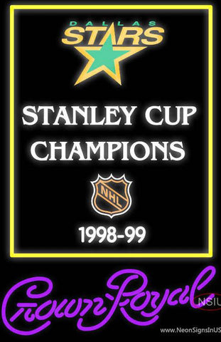Custom Dallas Stars Stanley Cup Crown Royal Real Neon Glass Tube Neon Sign