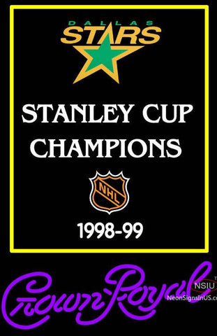 Custom Dallas Stars Stanley Cup Crown Royal Neon Sign 