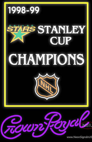 Custom Dallas Stars Stanley Cup Crown Royal Real Neon Glass Tube Neon Sign