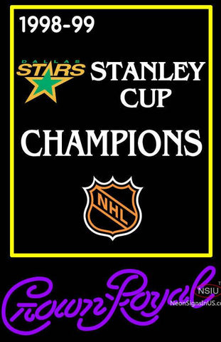 Custom Dallas Stars Stanley Cup Crown Royal Neon Sign 