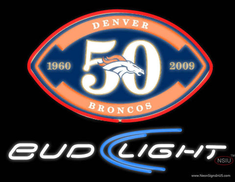 Custom Denver Broncos Bud Light Logo Real Neon Glass Tube Neon Sign 