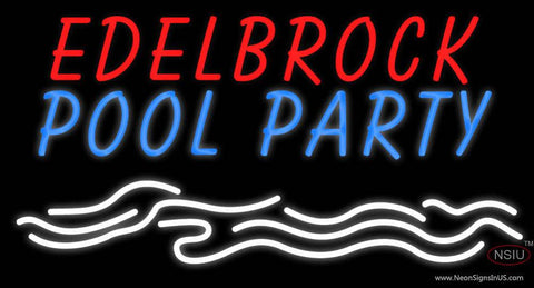Custom Edelbrock Pool Party With Palm Tree And Wave Real Neon Glass Tube Neon Sign 