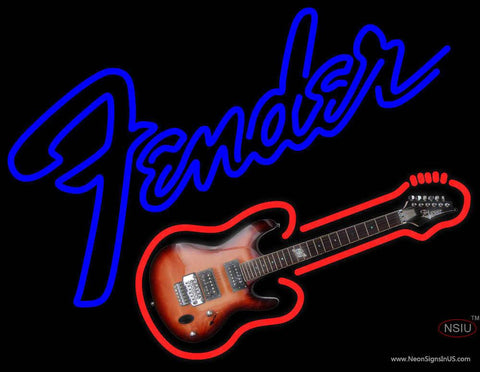 Fender Guitar Real Neon Glass Tube Neon Sign 