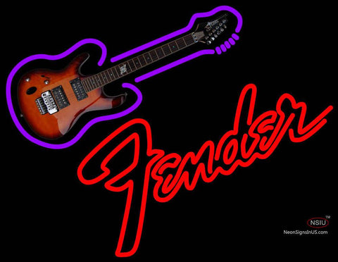 Fender Red Guitar Neon Sign 