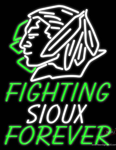 Custom Fighting Sioux Forever Logo Real Neon Glass Tube Neon Sign 