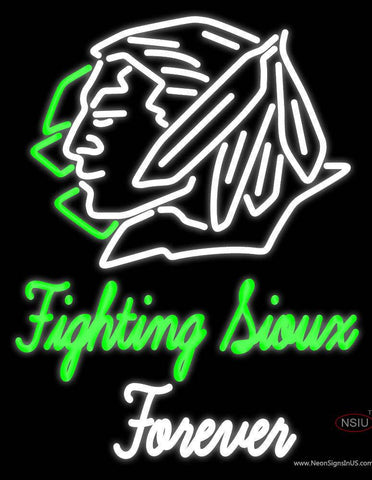 Custom Fighting Sioux Forever Logo Real Neon Glass Tube Neon Sign 