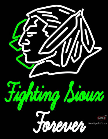 Custom Fighting Sioux Forever Logo Neon Sign  