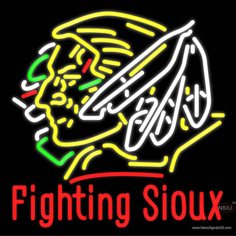 Custom Fighting Sioux Real Neon Glass Tube Neon Sign 