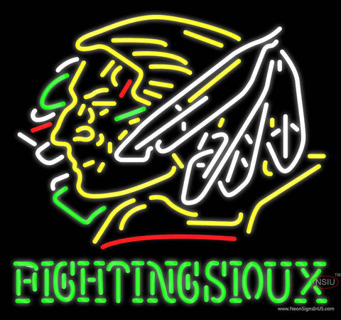 Custom Fighting Sioux Real Neon Glass Tube Neon Sign 